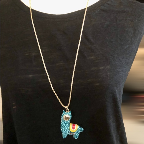 Betsy Johnson alpaca bling statement long necklace. Trendy alpaca 💕 - Picture 4 of 10